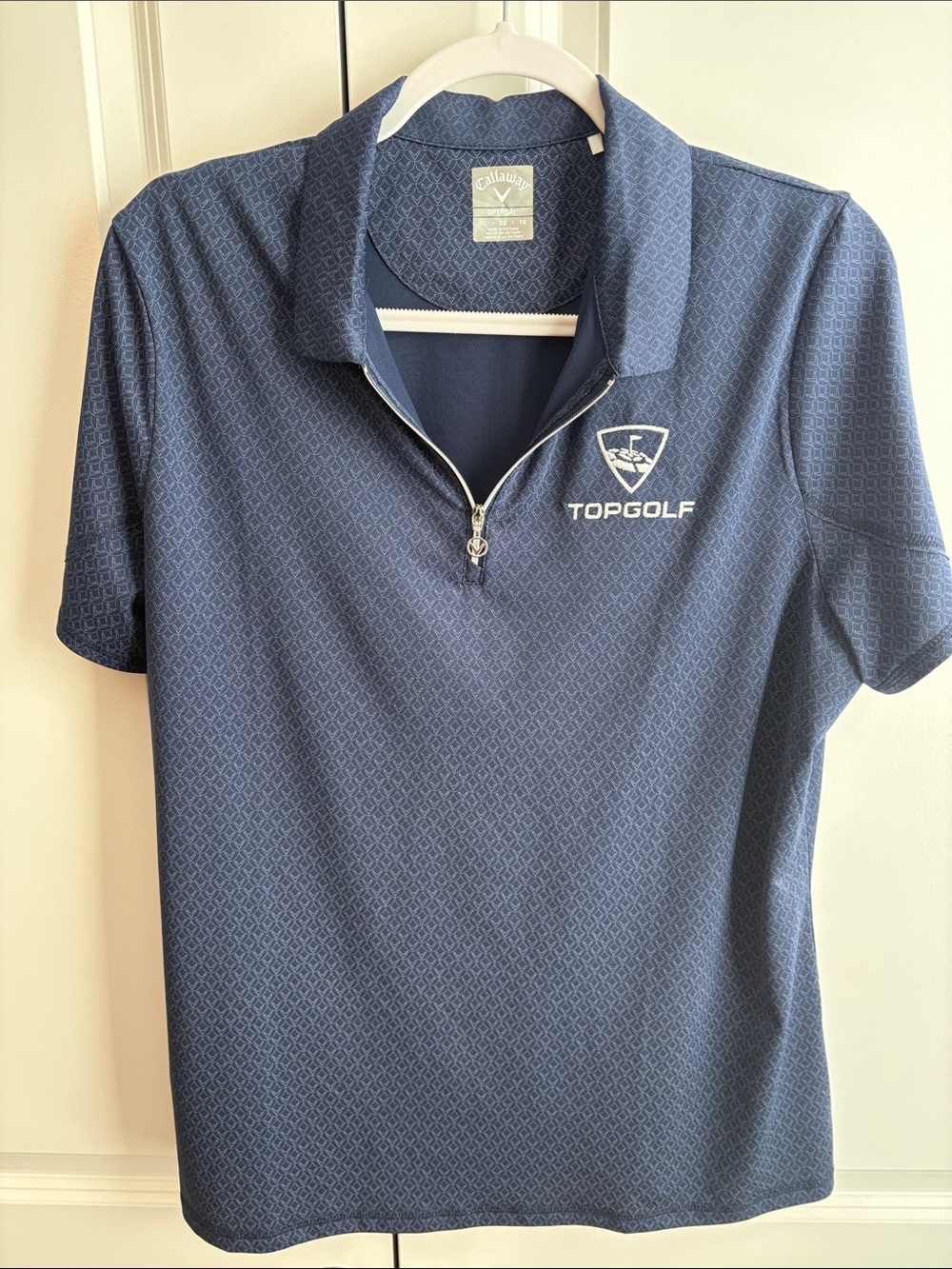 Callaway Navy Short-Sleeve Zip Polo with Topgolf Logo